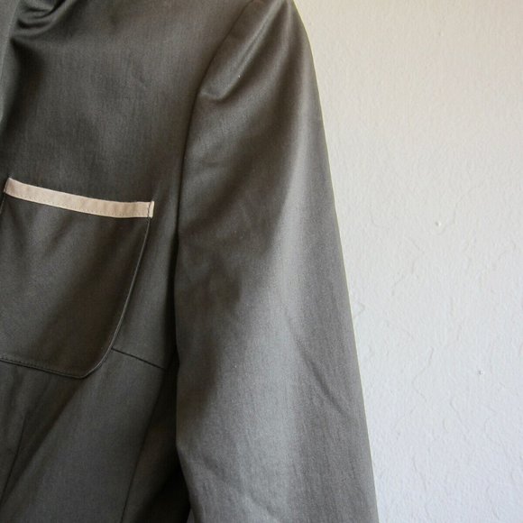 PATRICK MENDES, France, Olive Green Cotton Blend 2 Buttons Blazer - Size 1 - XS - Picture 4 of 8